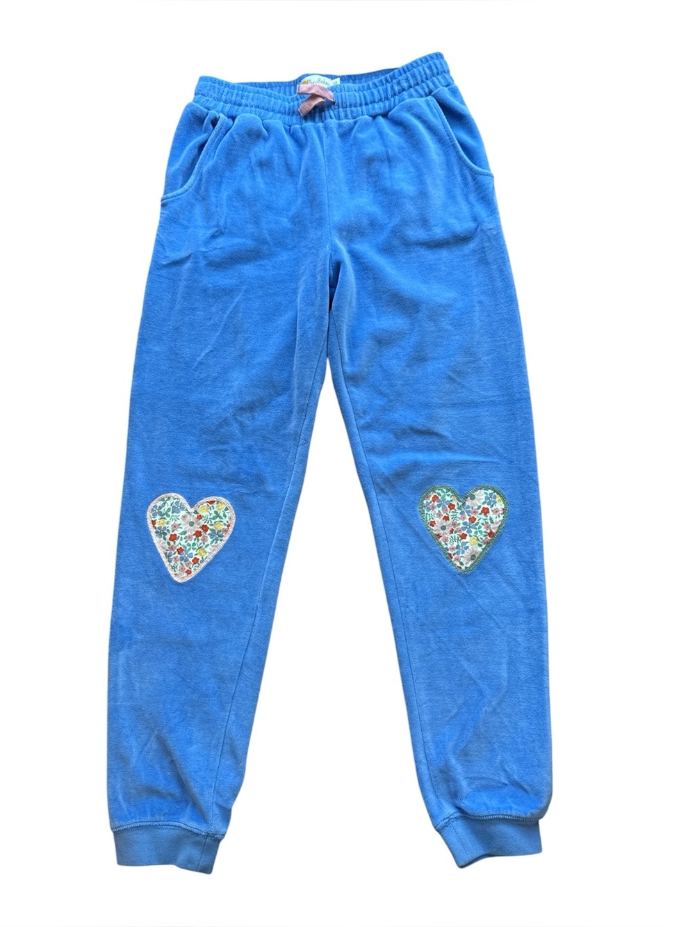 Mini Boden Velour Sweatpants Heart Knee Patches Size 11y